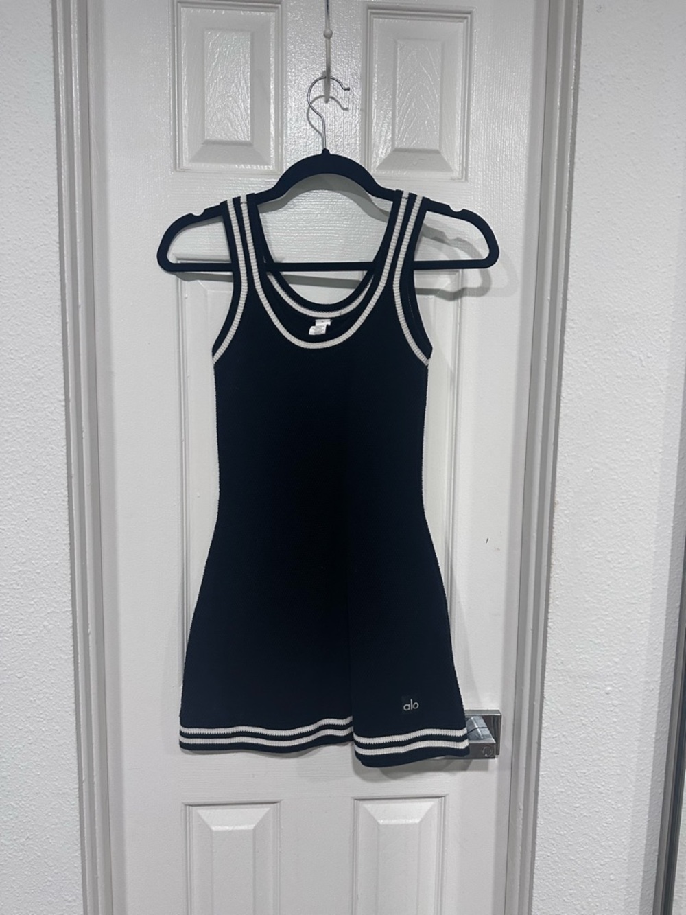 Alo Women's Black Tank Top with White Trim knitted dress